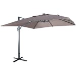 Sweeek - Parasol déporté solaire led 3x3m Luce taupe avec lumière intégrée + housse