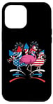 Coque pour iPhone 14 Plus Drapeau américain patriotique Flamingo 4th of July