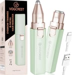 VOGCREST Tondeuse à cheveux, 2 en 1 Tondeuse facial et tondeuse à sourcils pour femmes - Rechargeable, portable, avec lumière LED