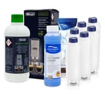 Set For Delonghi 6x Water Filter, EcoDecalk Descaler, Milk Cleaning Liquid