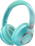 Casque Bluetooth Sans Fil Reducteur De Bruit Active Hybride-Dure 100 Heures De Lecture Et Charge Rapide,Casque Audio Avec Micro,Oreillettes Pliables En Mémoire De Forme,Bleu Tiffany