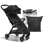 Baby Jogger City Tour 2 Travel Stroller | Ultra-Lightweight, Foldable & Compact Pushchair Buggy, Carry Bag, Weather Shield & Belly Bar | with Sustainable Fabrics | Black