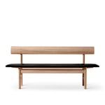 Fredericia Furniture - The Mogensen Bench, Oljad ek, Omni Black 301 - Børge Mogensen - Svart - Läder/Trä