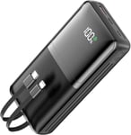 Batterie Externe 30000mah, Power Bank Charge Rapide Portable Pd22,5w, Powerbank Avec Câble Intégré, Chargeur Portable Compatible Avec Iphone Samsung Huawei Xiaomi Etc.[F4063]