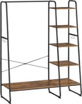 VASAGLE Clothes Rail Clothes Rack with Shoe Rack, 5 Tier Storage Rack, 6 Side