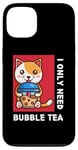 Coque pour iPhone 13 Mignon chat kawaii boisson thé au lait bulle I Love Boba Tea