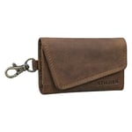 STILORD 'Tinus' Étui Clés Anti RFID Cuir Vintage Pochette Porte-Clefs avec Mousqueton Petite Portefeuille Porte-Carte Trousse avec RFID Blocage Cuir Véritable, Couleur:Marron Moyen