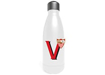 Sevilla Bouteille d'eau en acier inoxydable, bidon, bouteille d'eau, fermeture hermétique, lettre V, 550 ml, couleur blanche, produit officiel (CyP Brands)