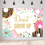 Donut Grow Up Toile de Fond 7x5ft Doux Beignets Bébé Douche Vinyle Photo Fond Donut Partie Décors pour Enfants Anniversaire Bannière pour Filles Photographie Fond Décorations de Fête Fournitures