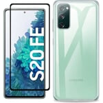 Härdat glasfilm + telefonfodral skal för Samsung Galaxy S20 FE 5G / S20 Lite , genomskinlig silikon TPU