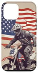 Coque pour iPhone 12 mini Motocross Drapeau US Dirt Bike Vintage Dirt Track Racing