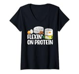 Womens Flexin' on Protein Weight Lifting V-Neck T-Shirt