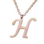 Morella Collier pour Femmes en Acier Inoxydable Or Rose avec Pendentif Lettre H