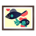 The Surprising Fish Abstract H1022 WHT Framed Print for Living Room Bedroom Home Office Décor, Wall Art Picture Ready to Hang, Walnut A2 Frame (64 x 46 cm)