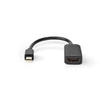 Nedis Mini DisplayPort kaapeli | DisplayPort 1.4 | Mini DisplayPort Uros | HDMI™ Ulostulo | 48 Gbps | Niklattu | 0.20 m | Pyöreä | PVC | Musta | Muovipussi