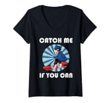 Womens Snowboarding CATCH ME IF YOU CAN Funny Snowboard Children V-Neck T-Shirt