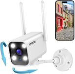 Caméra De Surveillance Wifi Extérieure, Ptz Camera Ip 180°/70° Rotation, Vision Nocturne (Couleur Et Infrarouge), Suivi Automatique, Audio Bidirectionnel, Détection Forme Humaine, Sirène