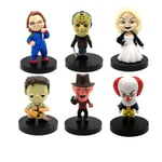 6Pcs Horror Movie Freddy Jason Chucky Good Guy Action Figure Halloween Toy Doll