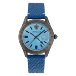 Versace Greca Time Gmt Mens Blue Watch VE7C00423 Leather (archived) - One Size