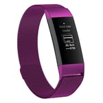 JIAOCHE Stainless Steel Magnet Wrist Strap for FITBIT Charge 4， Large Size: 210x18mm(Black) (Color : Dark Purple)