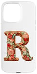 Coque pour iPhone 15 Pro Max Monogrammed Christmas Floral Initial R Gingerbread Letter R