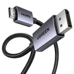 UGREEN 4K DP to HDMI Cable Uni-Directional 9.9FT Braided Displayport to HDMI Lead Aluminium Male to Male for Gaming on Multi-Screen Compatible with Monitor, Projector, HDTV, Laptop, HP, Dell (3M)