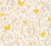 Papier peint Versace Papier Peint Baroque Butterfly Barocco Papier peint intissé 10.05 m x 0.70 m Jaune Or Crème Made in Germany 343253 34325-3