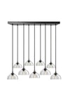 Chelsea Tinted Glass Dome 9 Wire Cluster Lights, 8 inch, Smoke Grey, Pewter holder