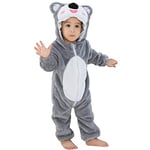 COOKY.D Bébé Filles Garçons Capuche Grenouillères Doux Flanelle Hiver Dessin Animé Pyjama de Combinaison pour 30-36 Mois, Koala