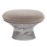 Knoll - Platner Ottoman, Polished nickel, Tyg: Kat. B - Knoll Velvet - K78481 - Jalkarahit - Warren Platner - Hopea - Metalli/Tekstiili materiaali/Synteettinen/Vaahto