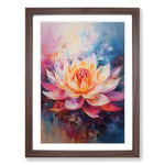 Lotus Flower Gestural No.3 Framed Wall Art Print, Ready to Hang Picture for Living Room Bedroom Home Office, Walnut A2 (48 x 66 cm)