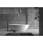 Baignoire îlot fonte minérale Ovale Moderne pour Salle de Bain avec Bonde et trop plein - 180x85x52cm - Qualité supérieure, Bords fins - rio stone