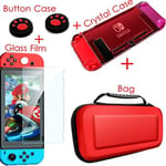 Accessoires Couverture Housse De Transport Pour Nintendo Switch Sac De Rangement Pochette Console Transport Accessoire Protection Contrôle Pochette Etui, Ensemble Rouge