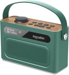 M60 Radio Numerique Portable Dab/Dab+ Fm/Haut-Parleur Portable Sans Fil Avec Bluetooth/Son Stereo/Deux Haut-Parleurs/Double Reveil/Batterie Rechargeable/Beau Design(Vert)