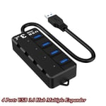 USB3.0 Hub Splitter Adapter 4 Port On/Off Switch Dock Station Use For PC Laptop