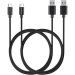 Lot 2 cables pour LG Free FN6/Tone Free DFP8/Tone Free DFP9/Tone Free DFP9W/Tone Free DT60Q/Tone Free DT90Q - Cable USB-C Noir 1 Mètre Phonillico