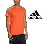 Adidas Mens Essentials Linear 3 Stripe Orange T Shirt Top Jersey Gym Free Post