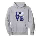 I Love Greece, Greek People/Tourist, Heart-Shaped Greek Flag Pullover Hoodie