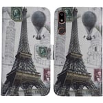 TienJueShi Eiffel Tower Fashion Stand TPU Silicone Book Stand Flip PU Leather Protector Phone Case For Doro 8050 5.7 inch Cover Etui Wallet