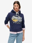 Superdry New York Vintage Logo Graphic Hoodie - Navy, Navy, Size 14, Women