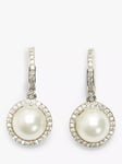 kate spade new york Cubic Zirconia & Faux Pearl Drop Huggie Hoop Earrings