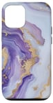 iPhone 13 Pro Elegant White Abstract Purple Stone Design Case