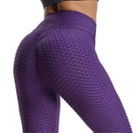 Kvinnors Leggings Yogabyxor med hög midja Tiktok Scrunch Butt Jacquard Ruched Booty Tights Mage Control Butt Lift Grå Vit Svart Lila Fitn Purple Purple M