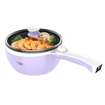 Vocha Electric Hot Pot, Non-Stick Frying Pan, Electric Skillet with Lid, 1.5L Mini Portable Multi Cooker for Travel/Dorm Rapid Heating, Spatula and Egg Rack Included(Purple)