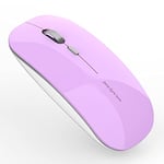 Uiosmuph Q5 Souris sans Fil Rechargeable, Ultra-Mince Optique Mouse Silencieux 1600 DPI Réglable Wireless Mouse pour Ordinateur, PC, Portable, MacBook (Purple)