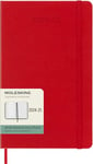 Moleskine Weekly Planner 2024-2025, Weekly Planner 18 Months 2025, With Space For Notes, With Hard Cover And Elastic Closure, Large Format 13 x 21 cm, Color Scarlet Red