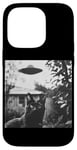 Coque pour iPhone 14 Pro Cat Selfie with UFO Weird 50s Photo --