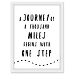 Artery8 A Journey Of A Thousand Miles Begins With One Step Inspirational Positive Motivational Gym Workout Living Room Aesthetic Artwork Framed A3 Wall Art Print