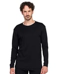 LAPASA Maillot de Corps Thermique Homme Laine Mérinos 100% Naturelle Manches Longues Base Layer de Sport Haut M67 Noir (Très Chaud) XL