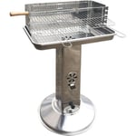 Barbecue à Charbon Acier Inoxydable Grille de Cuisson Broche à Rôtir 58 x 38 x 87 cm